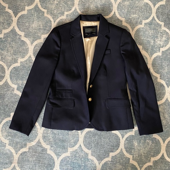 J. Crew Jackets & Blazers - J. Crew Schoolboy Stretch Wool Work Career Blazer Jacket Navy 6P